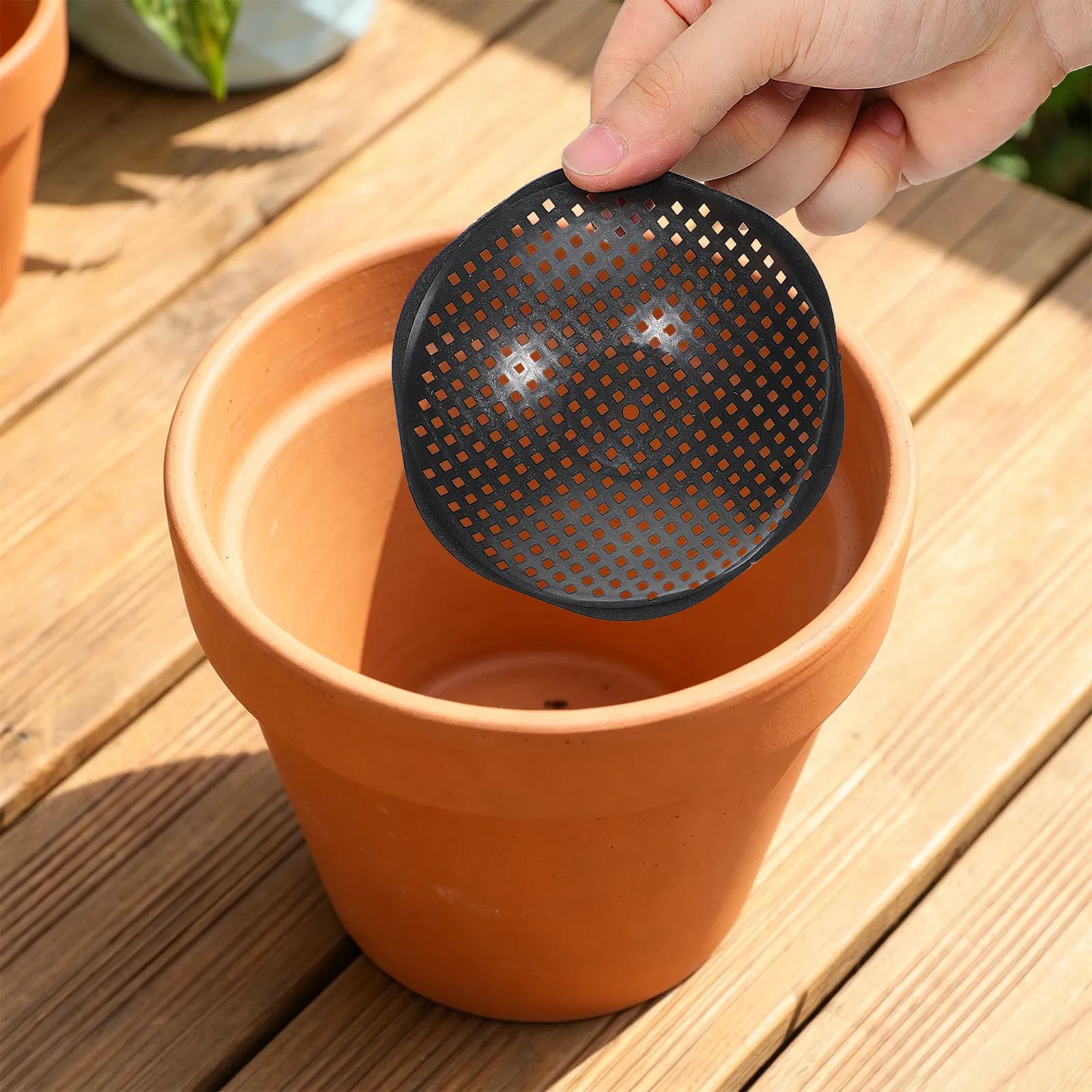 10Pcs Flowerpot Hole Mesh Pad Plastic Planter Bottom Grid Mat Filter Screen for Bonsai Succulent Pot Drainage Plant Pot