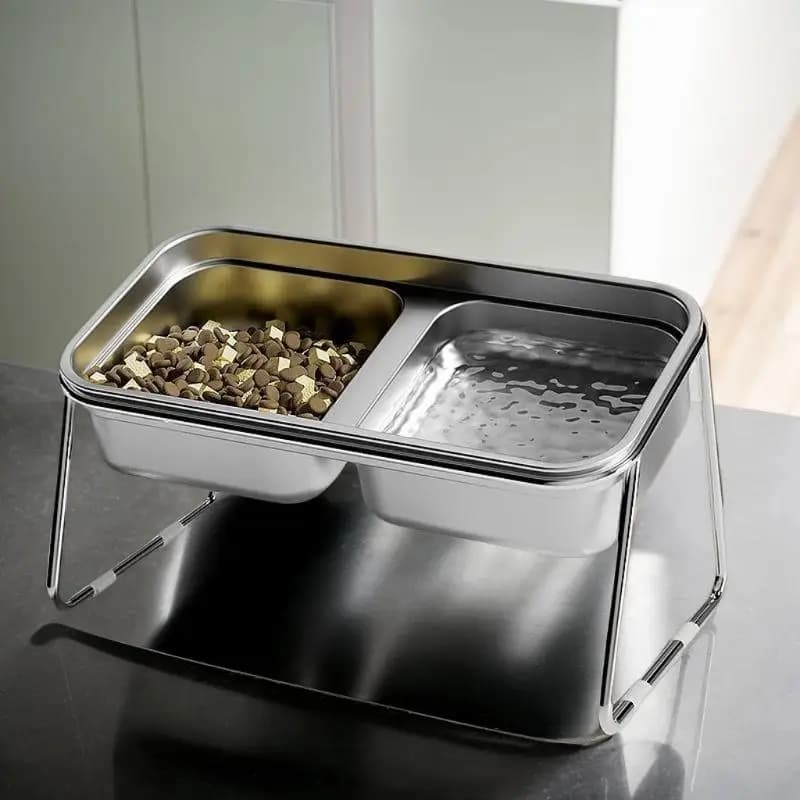 HOT! Cat Bowl Cat Food Bowl Stainless Steel Double Bowl Anti-Tip Pet Bowl Cat Eating Bowl Drinking Bowl Grain Bowl Dog Bowl