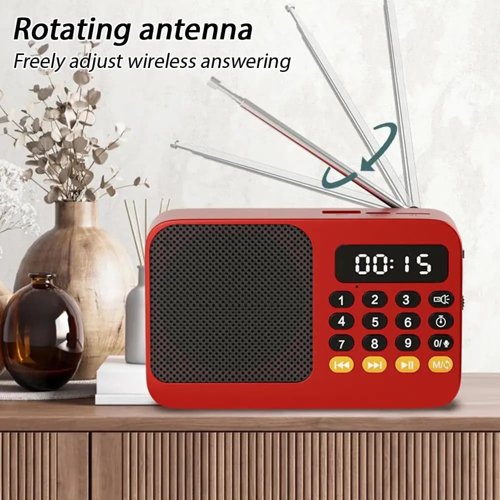 Bluetooth Portable FM Radio Small Emergency Recargable Sound Box Mini Vintage Speaker Mp3 Player Support TF Card USB Drive