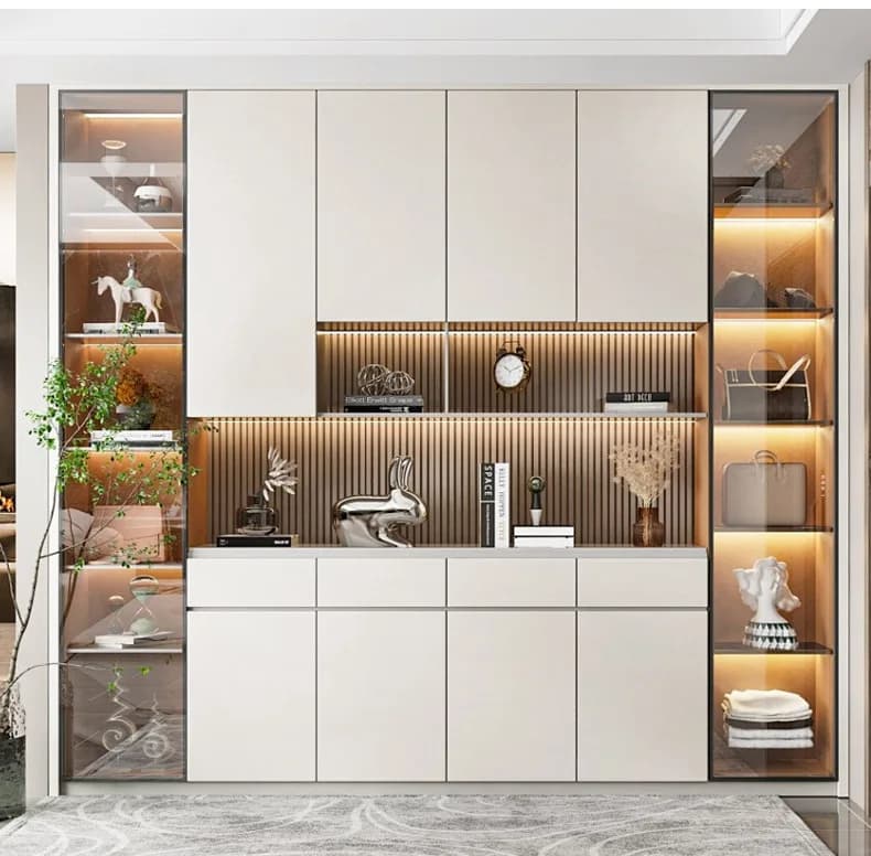 Credenza moderna per sala da pranzo in vetro, armadietto per vino, per mobili da soggiorno, bar domestico
