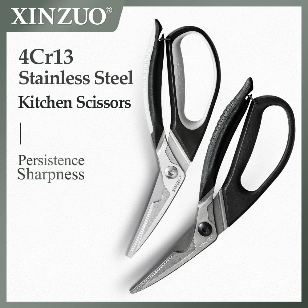Forbici da Cucina XINZUO in Acciaio Inossidabile 4Cr13 con Impugnatura Antiscivolo, Adatte per Vari Alimenti, Ideali per Regali e Uso Personale