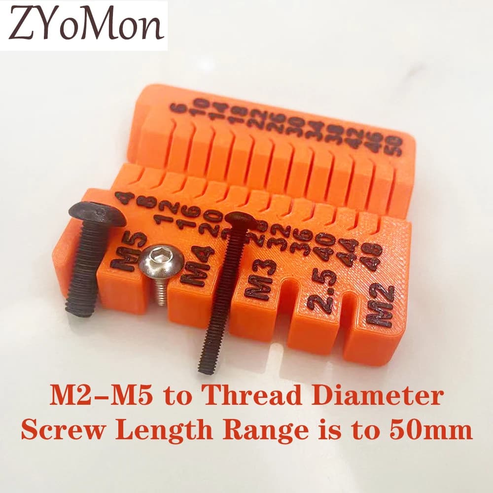 1 pz metrico M2-M5 lunghezza a 50mm bulloni dadi viti dimensioni facile da leggere strumento di misurazione multifunzionale petg 3D stampato