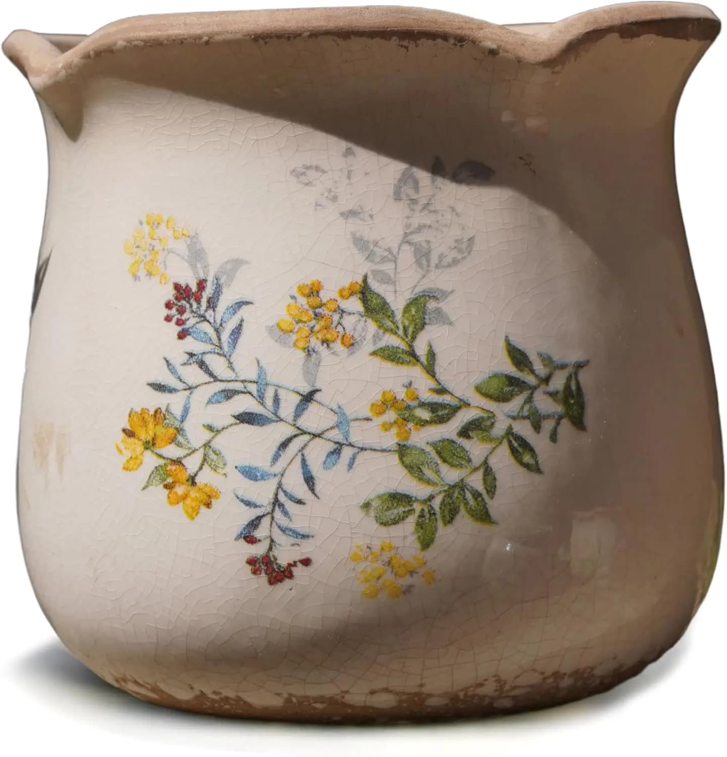 Vaso in Ceramica Rustico, 6 Pollici, Stile Toscana Vintage con Drenaggio, Vaso da Giardino Rustico per Piante da Interno, Cucina e Garage