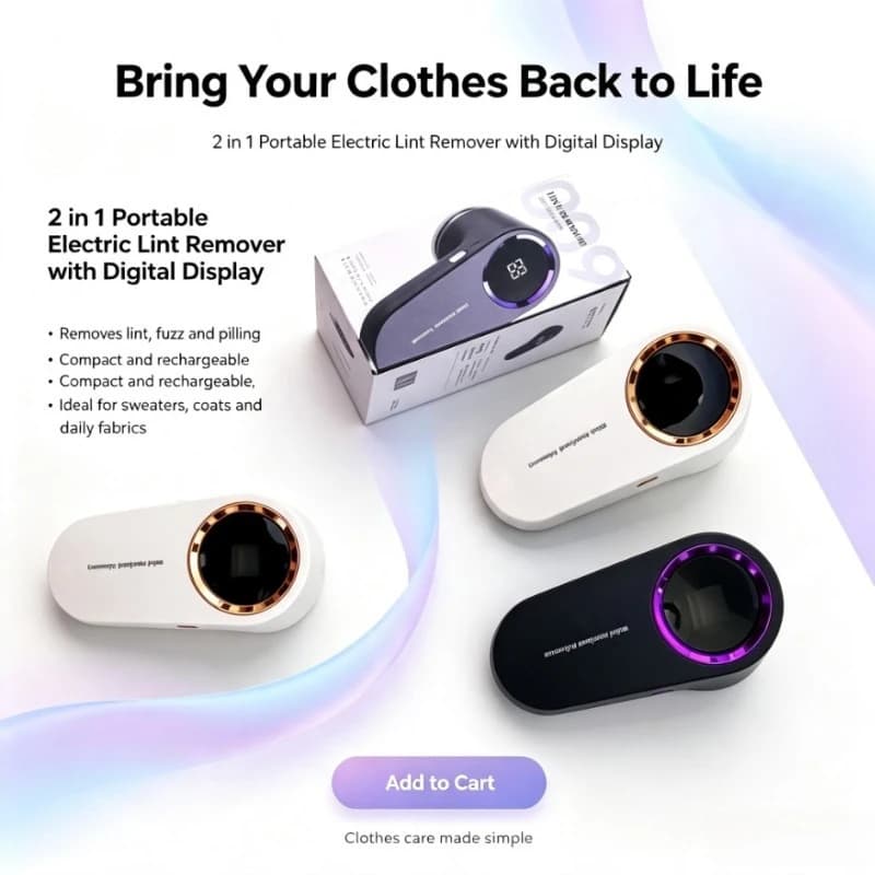 Portable Digital Display Electric Fabric Shaver 2 in 1 Design Sweater Lint Ball Remover Trimmer