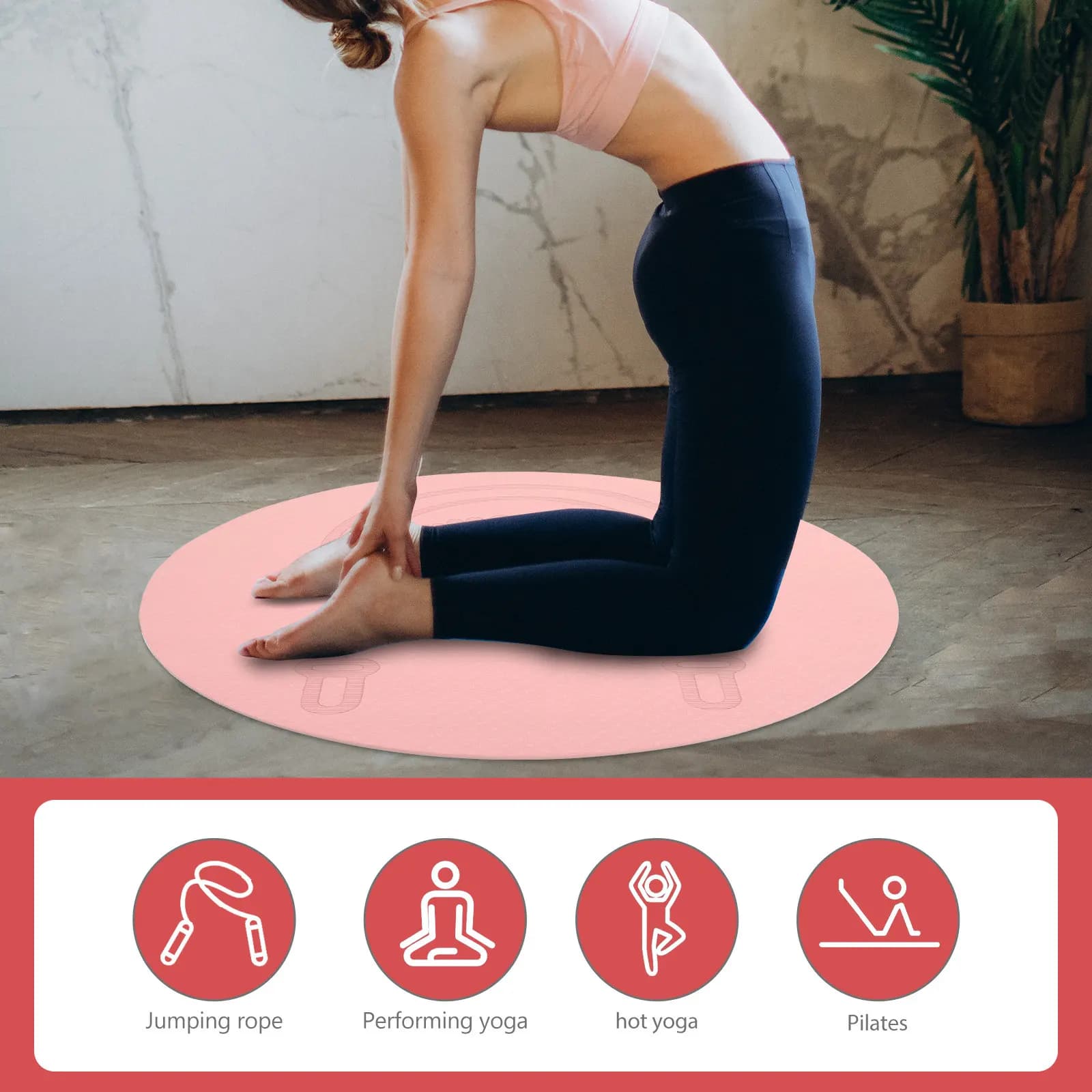 Premium Non-Slip Jump Rope Mat Tpe Material Shock Absorbing Yoga Pilates Workout Floor Pad for Indoor Sound Proof