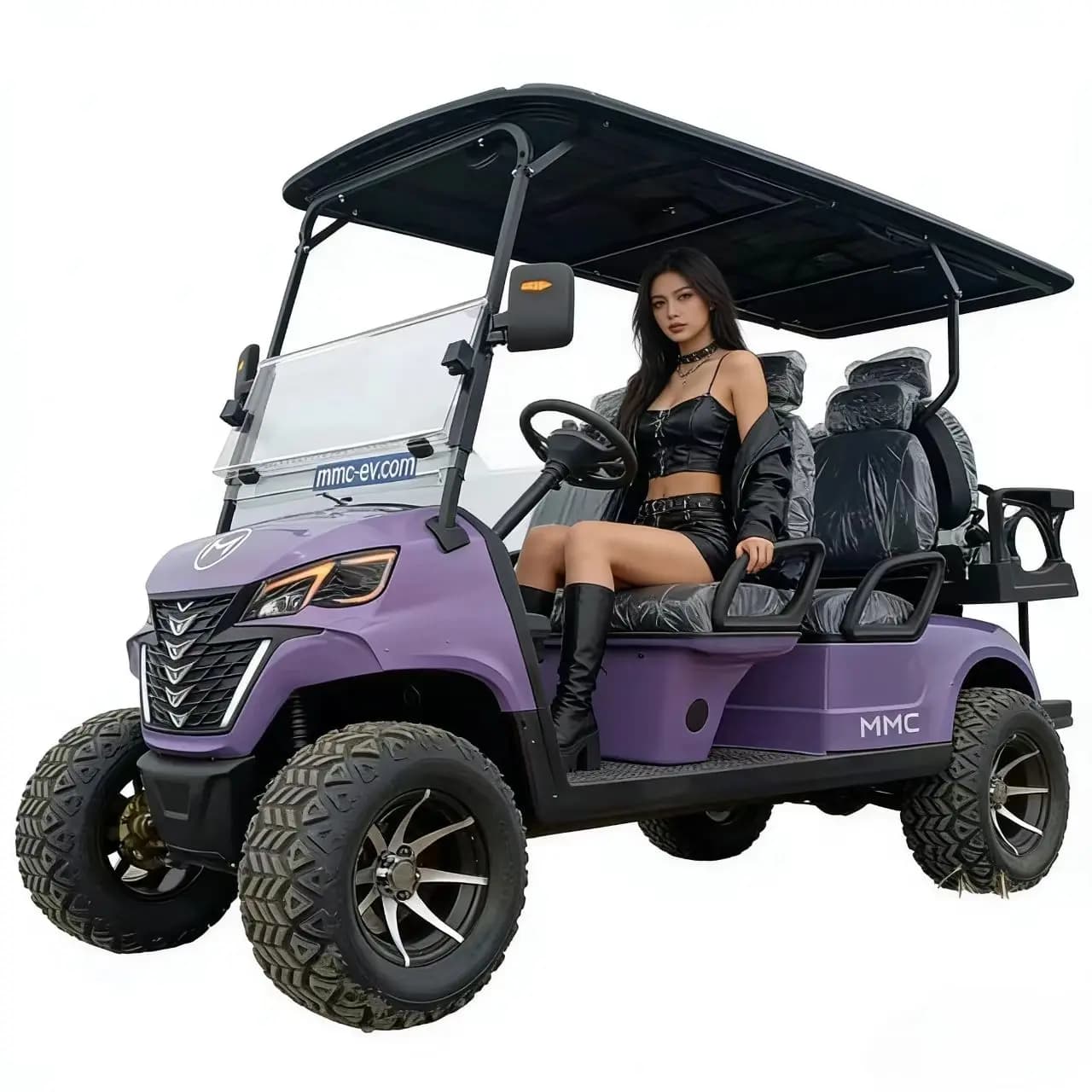 Golf Cart Elettrico con Pannelli Solari MMC 4WD Fuoristrada, Pneumatici Brillanti, Prezzo Basso, Personalizzabile 2/4/6/8 Posti, 48/60/72V 4000/5000/7000W