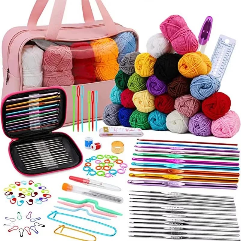 Crochet Kit for Beginners, Crochet Kits with 24 Colors Yarn for Crocheting, Knitting Accessories Include Crochet Hooks