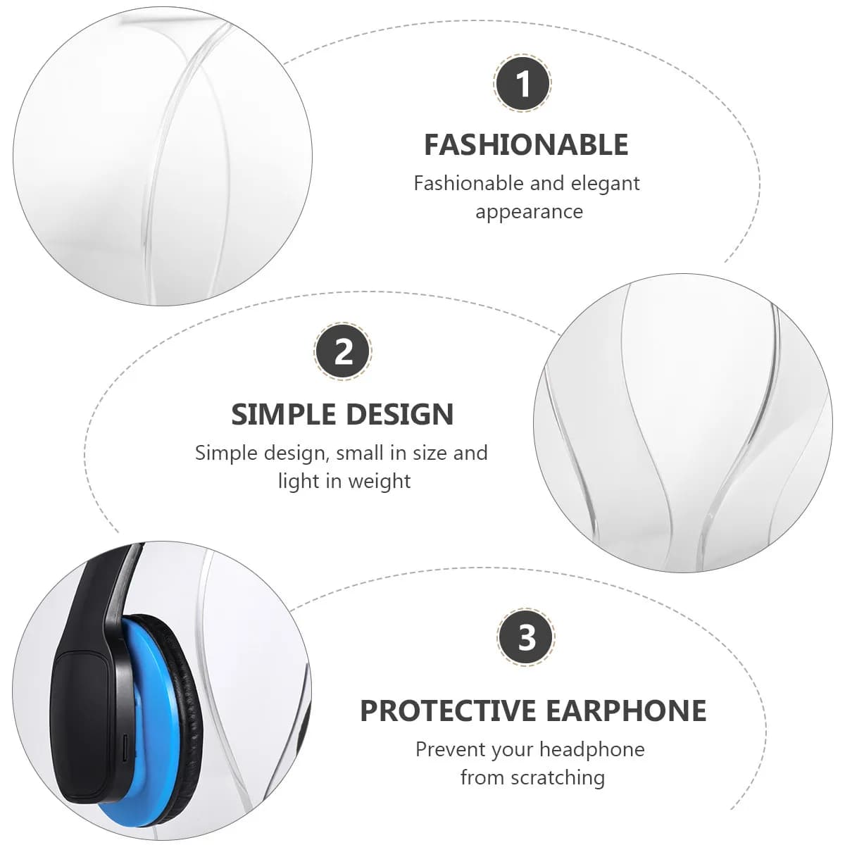 Supporto per Cuffie Premium in Acrilico, Stand per Auricolari Salvaspazio, Organizzatore da Scrivania, Gadget Porta Cuffie