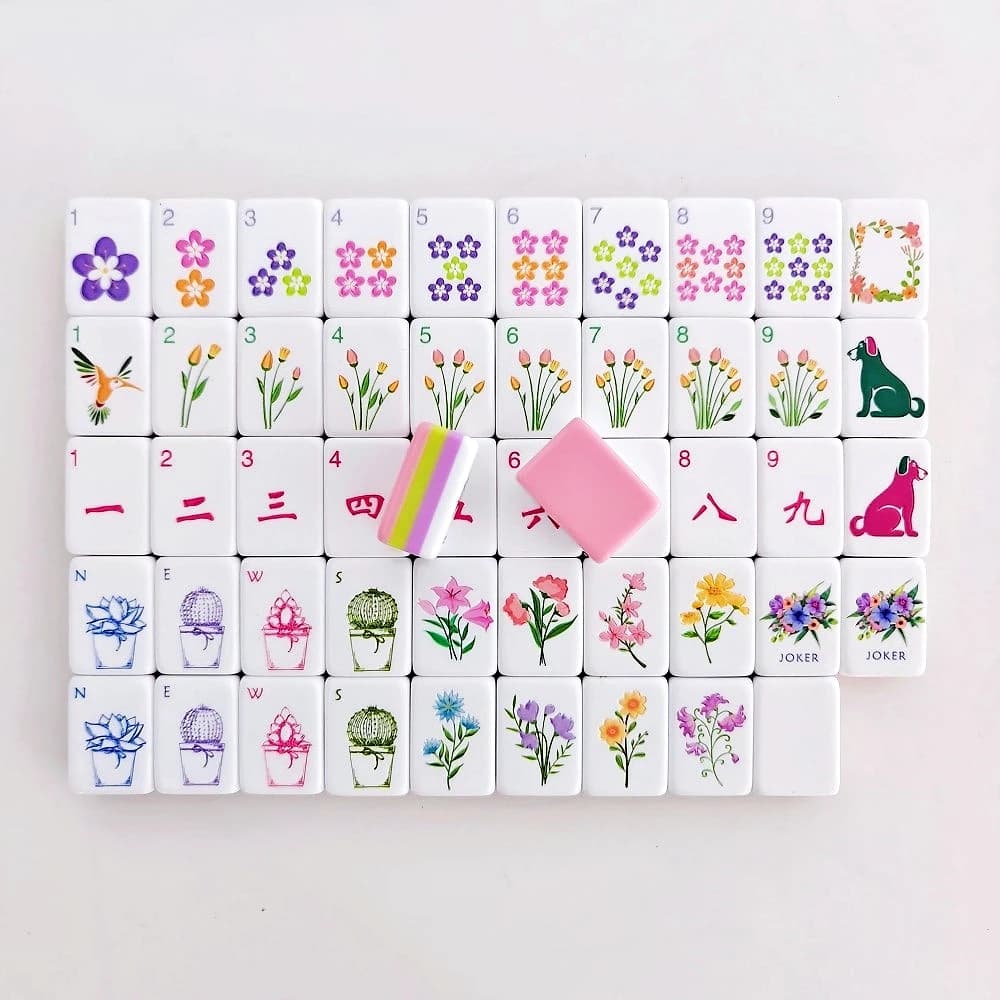 Hot Sale Pink Mahjong Tiles Luxury American Mahjong Set Premium Acrylic Travel Mah Jongg Sets for Board Games & Table Activities
