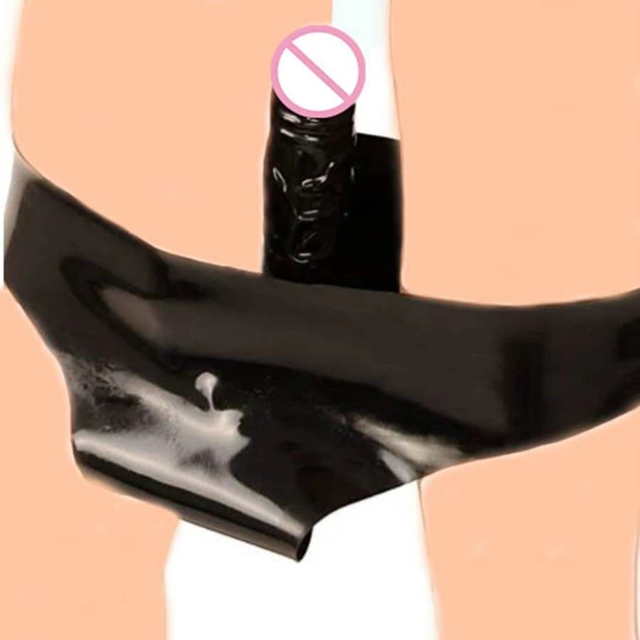 Mutandine di gomma per biancheria intima in lattice con mutande per pene solide per adulti