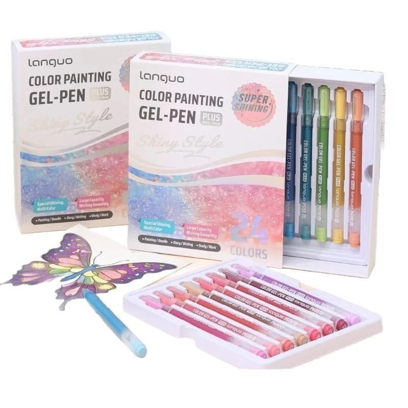 16/24 colori Languo Penne Gel Set Pittura lucida Penna a sfera 1.0mm Disegno Studente Penna di scrittura Materiale scolastico per ufficio Cancelleria
