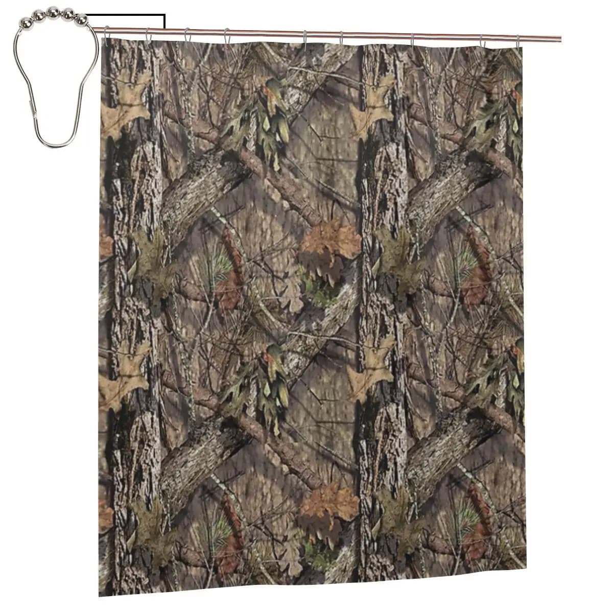 Tenda da doccia mimetica Real Tree in poliestere impermeabile per bagno con ganci