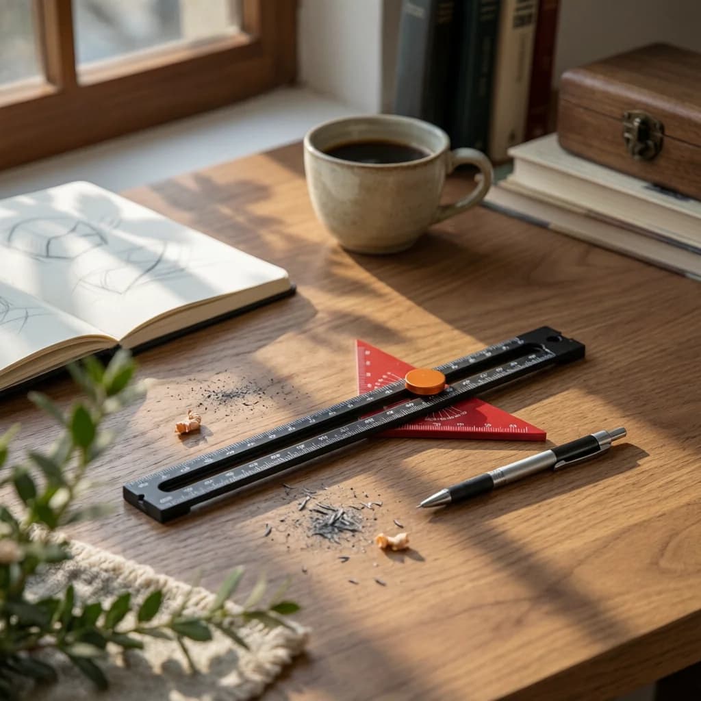 Adjustable Scribing Ruler Engraved Markings Triangular Marking Ruler Measuring Tool Portable Laser-Etched Scale