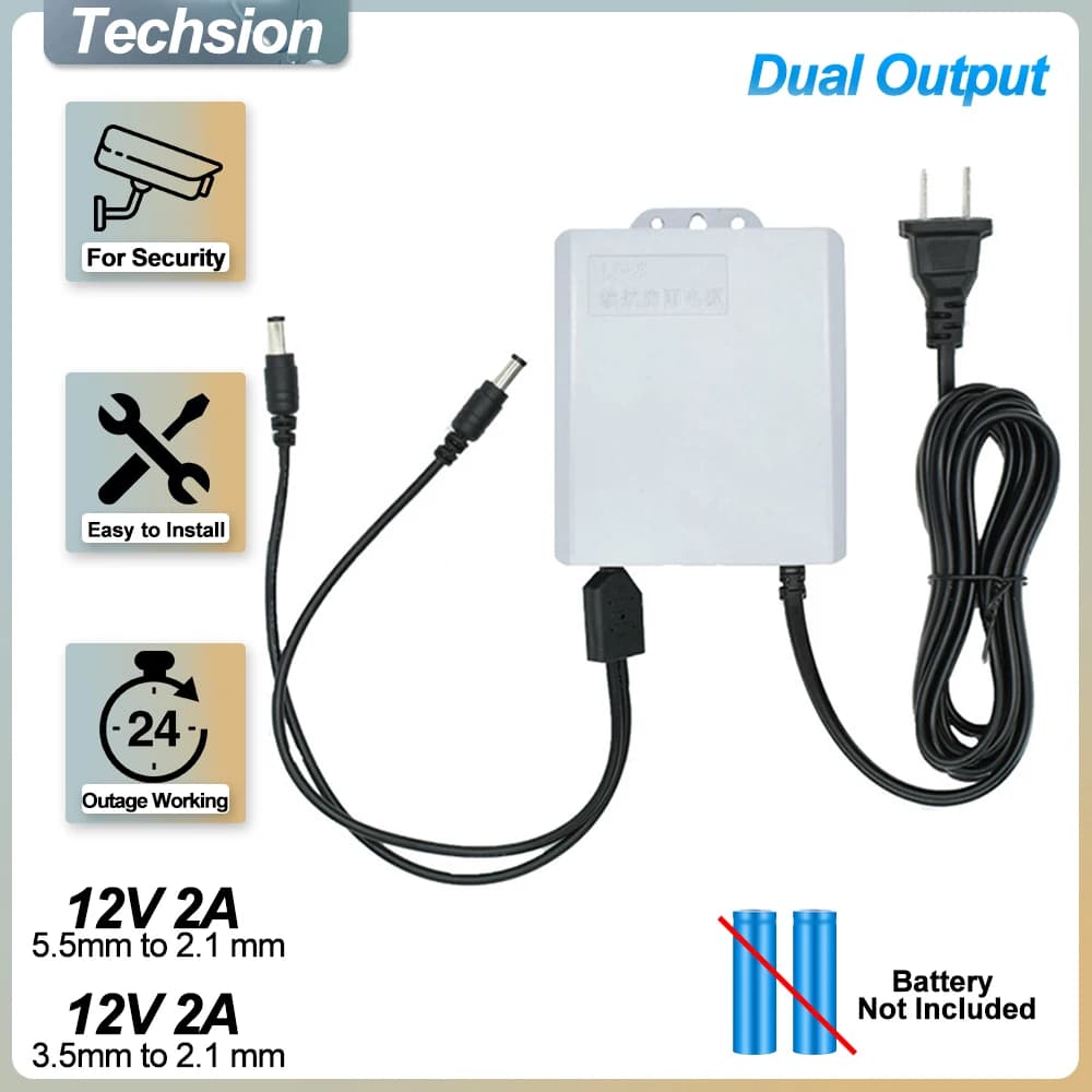 Dual Output 12V 2A UPS Monitoring Power Outage Endurance Power Supply Without Battery Security Monitoring Router Working System