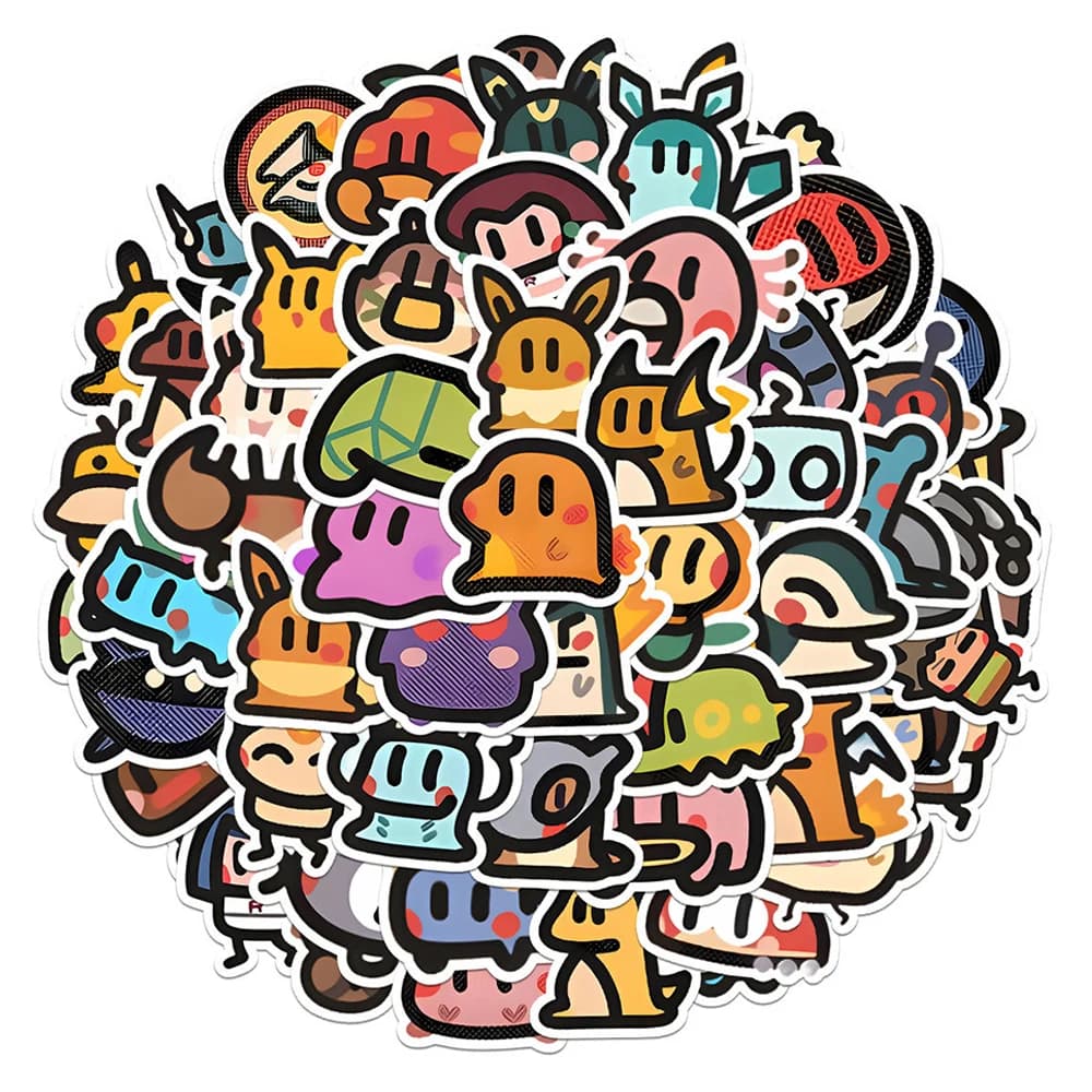 10/30/50/100 Pezzi Adesivi Anime Pokemon Old School, Divertenti Sticker Cartoon per Bottiglie d'Acqua, Laptop, Telefono, Carini Decalcomani di Charmander e Pikachu