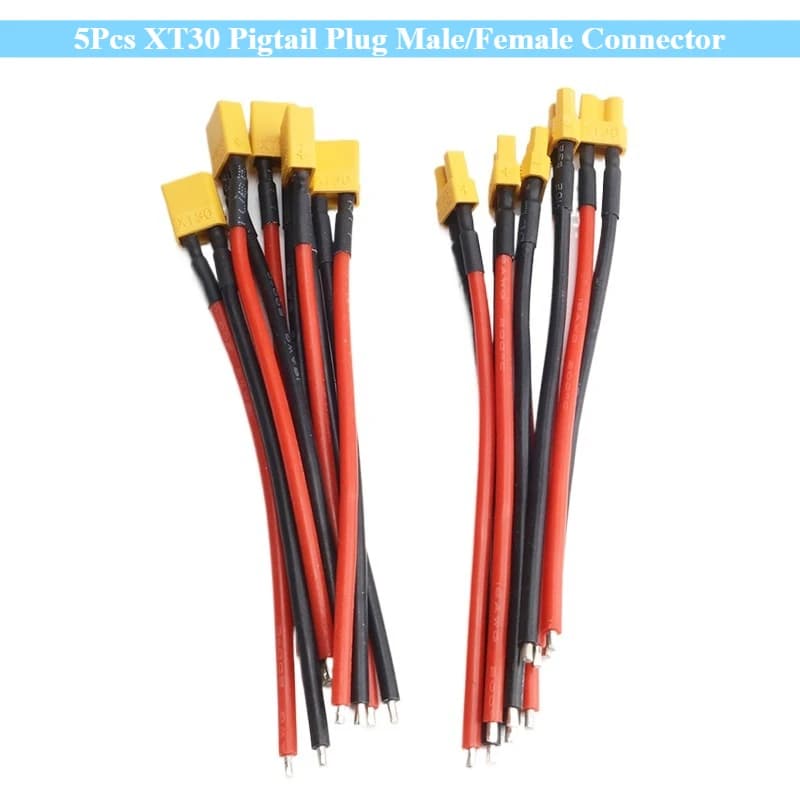 Adapter 5 pcs XT30 connector male/female connector with 100 mm 16AWG tinned cable for RC drone charger Lipo battery FPV