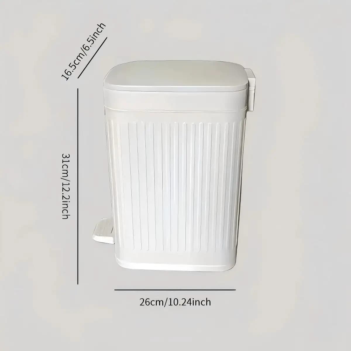 Cestino per Rifiuti in Plastica Bianca con Coperchio e Pedale, Bidone Senza Contatto con i Mani, Contenitore Compatto Anti-Odore per Bagno, Camera da Letto, Cucina