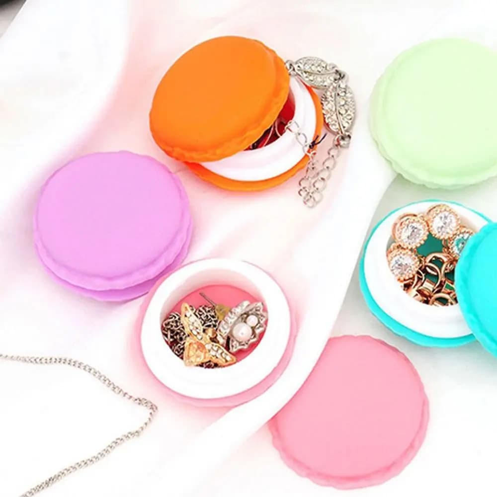 Beauty Candy Color Macaron Jewelry Box Round Moisture-proof Mini Storage Box Dust-proof Cute Pills Box Jewelry