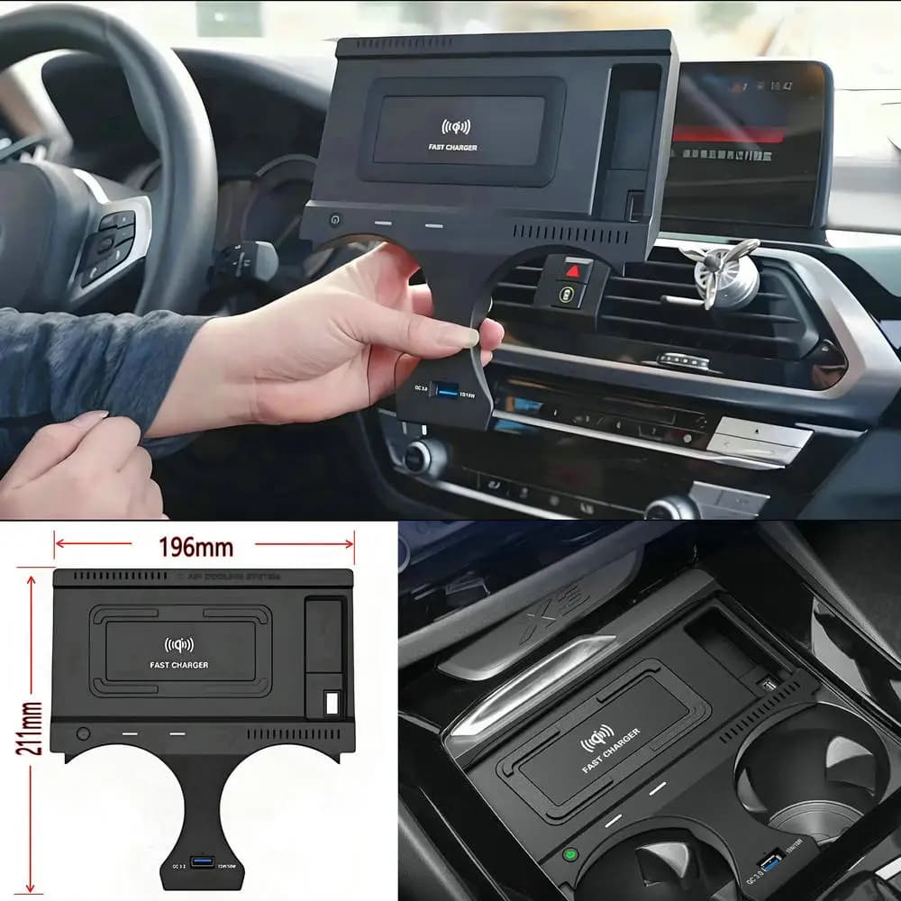 Caricatore wireless Qi per auto per BMW X3 G01 X4 G02 IX3 2018-2024, piastra di ricarica speciale per cellulare, accessori auto LHD