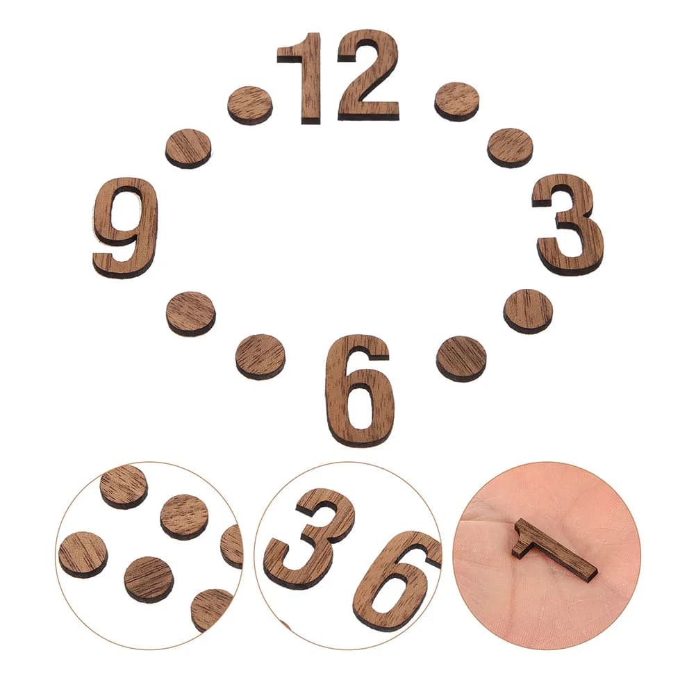 1Set Elegant Wall Clock DIY Kit Wooden Roman Numerals Clock Numbers Replacement Assembly for Home Decor Wooden Numbers
