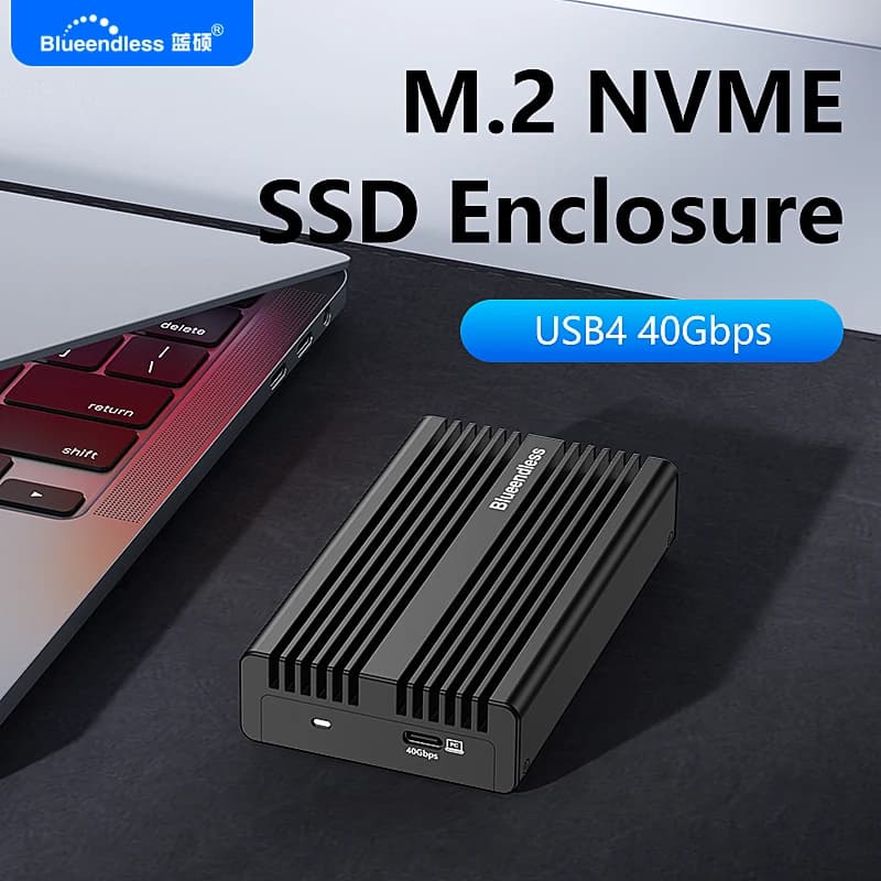 Blueendless Enclosure SSD NVMe 40Gbps USB4.0 PCIe3.0x4 M.2, Case Esterno in Alluminio Compatibile con Thunderbolt 3/4