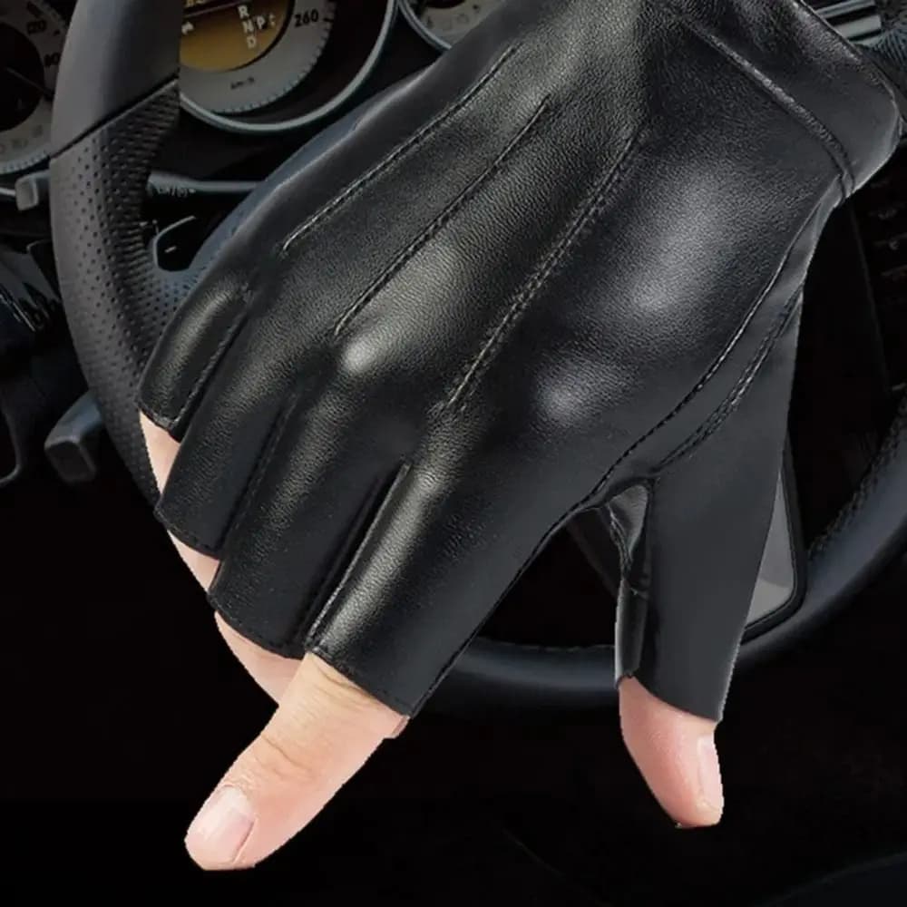 Motorcycle Half Finger PU Leather Gloves Fitness Riding Fingerless Mittens Punk Short Cycling Gloves Outdoor Sports