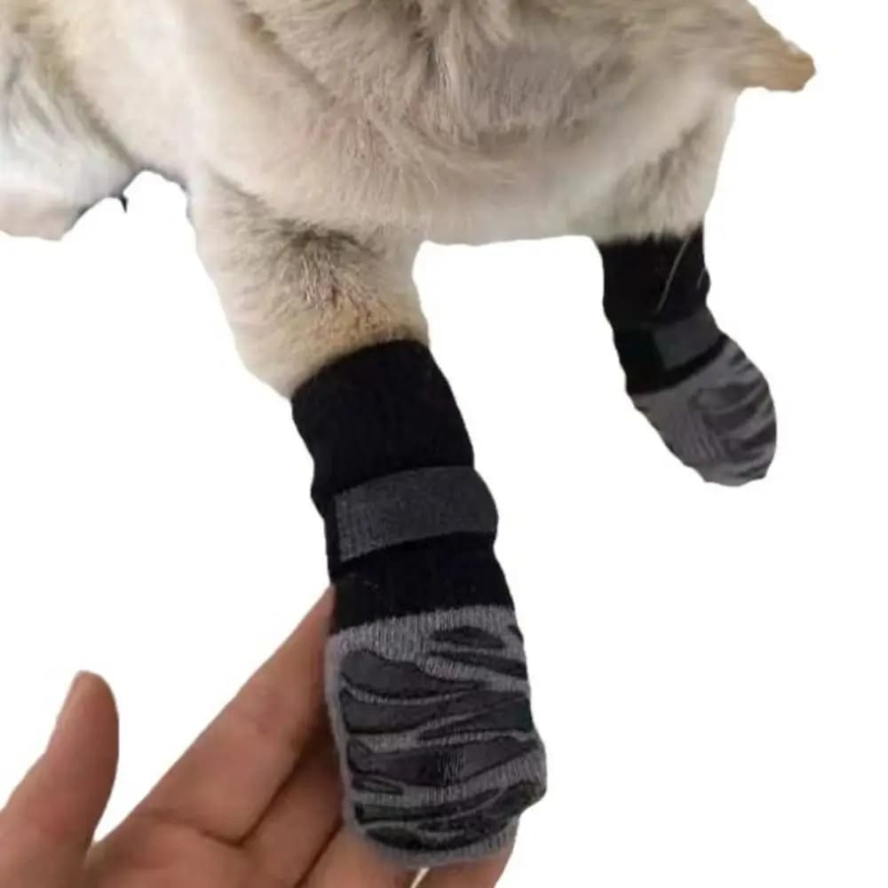 Set di 4 Calzini per Cani in Cotone con Cinghie, Protezione per Zampe con Controllo della Trazione, Calzini Traspiranti Regolabili per Cani