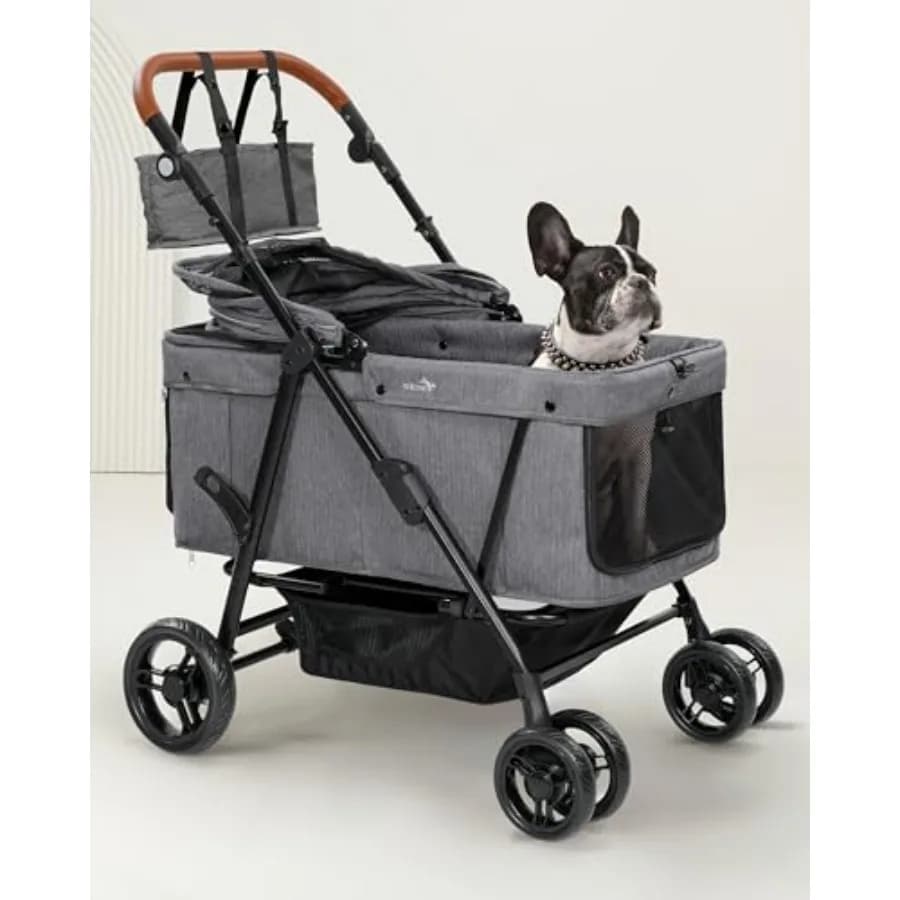 Passeggino per cani di taglia grande e media, 20-132 libbre, passeggino per 2 cani di piccola taglia, extra large, resistente, pieghevole e ventilato