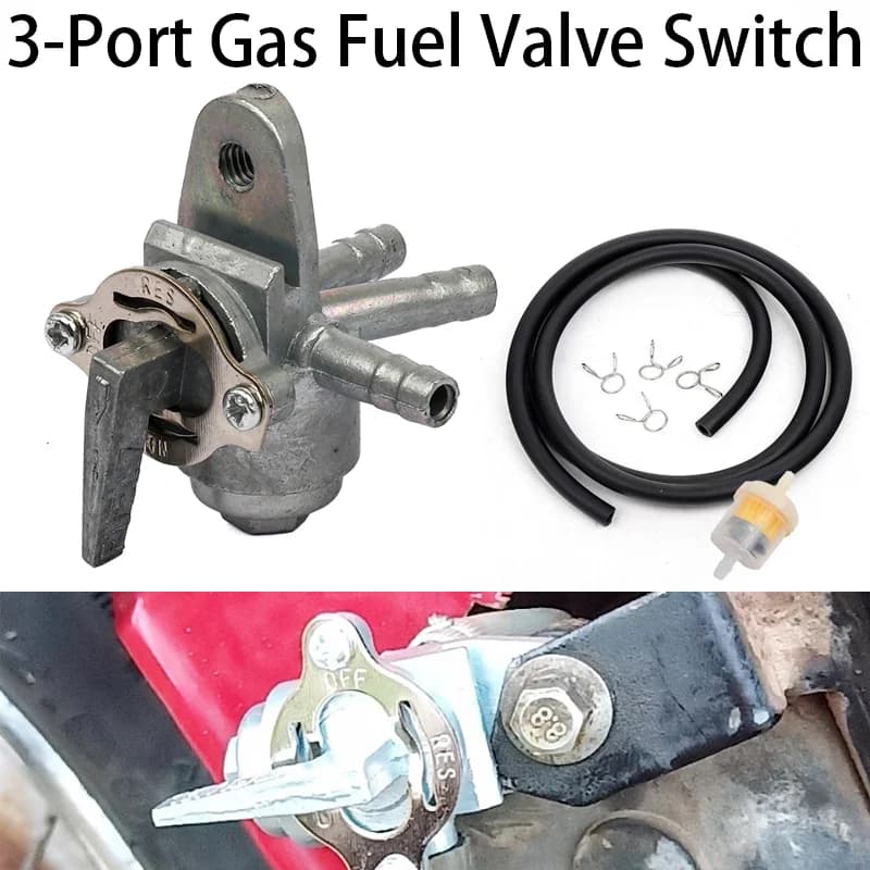 Motorcycle 3-Port Gas Fuel Valve Switch Petcock Tap Valve Switch Fit For Motorcycle Dirt Bike ATV New