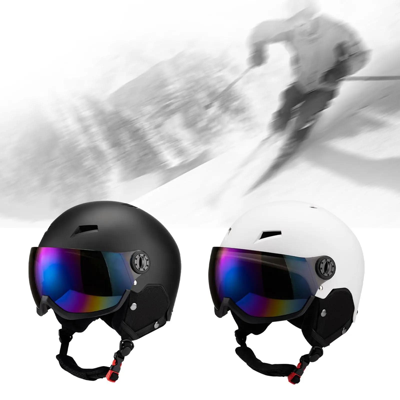 Casco da Neve con Occhiali Protettivi, Casco da Snowboard, Attrezzatura Protettiva, Casco da Sci con Occhiali Antivento per Sport Invernali all'Aperto