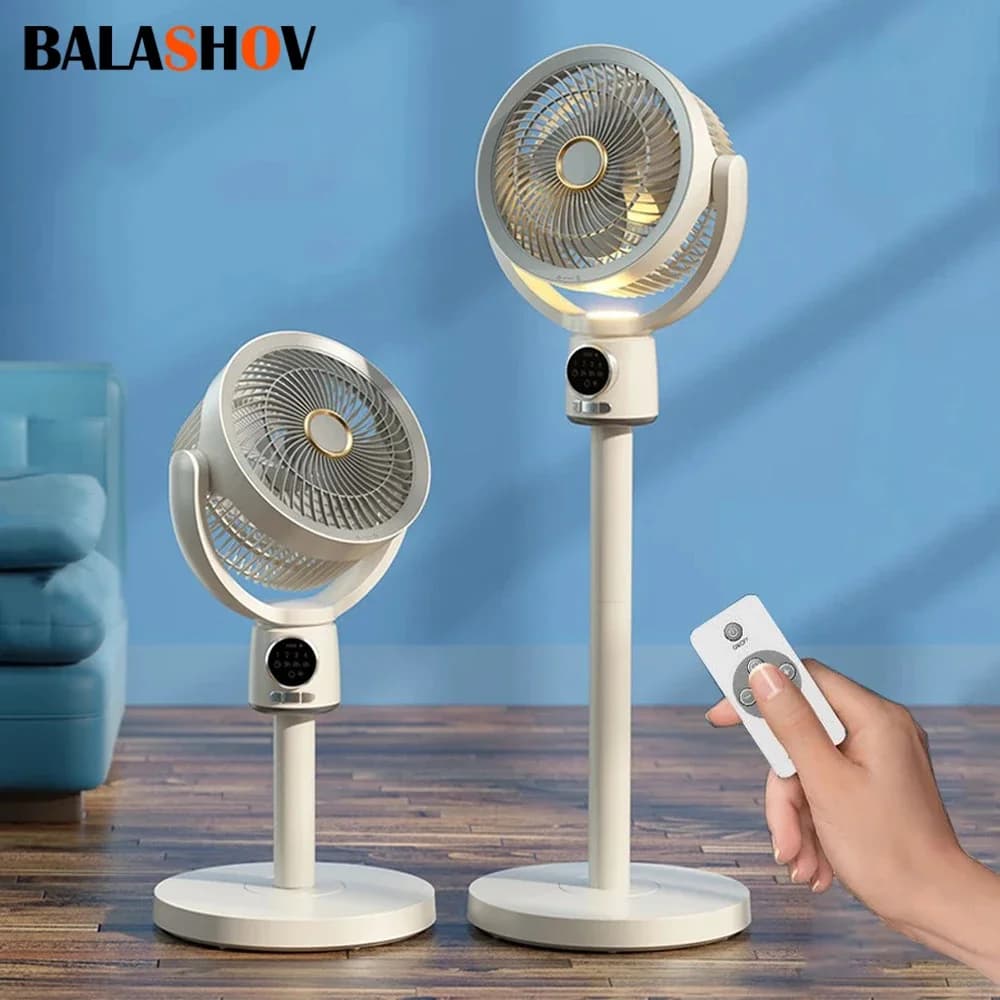 Electric Floor Stand Circulating Cooling Fan USB With Night Light Remote Control Air Blower Household Timing Adjustable Height