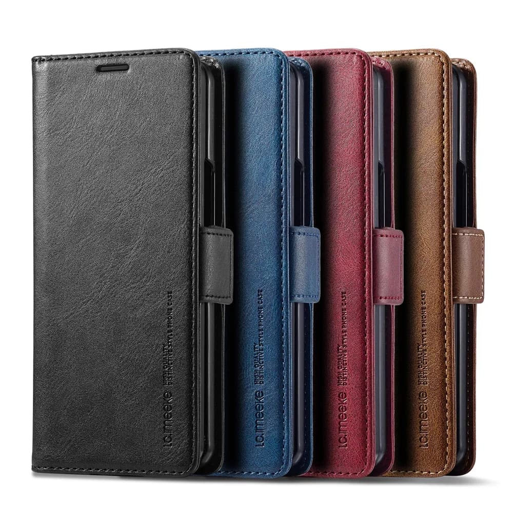 Leather wallet phone case for Samsung Galaxy Z Fold 7 6 5 4 3 Fold7 Fold6 Fold5 5G Card holder with RFID block
