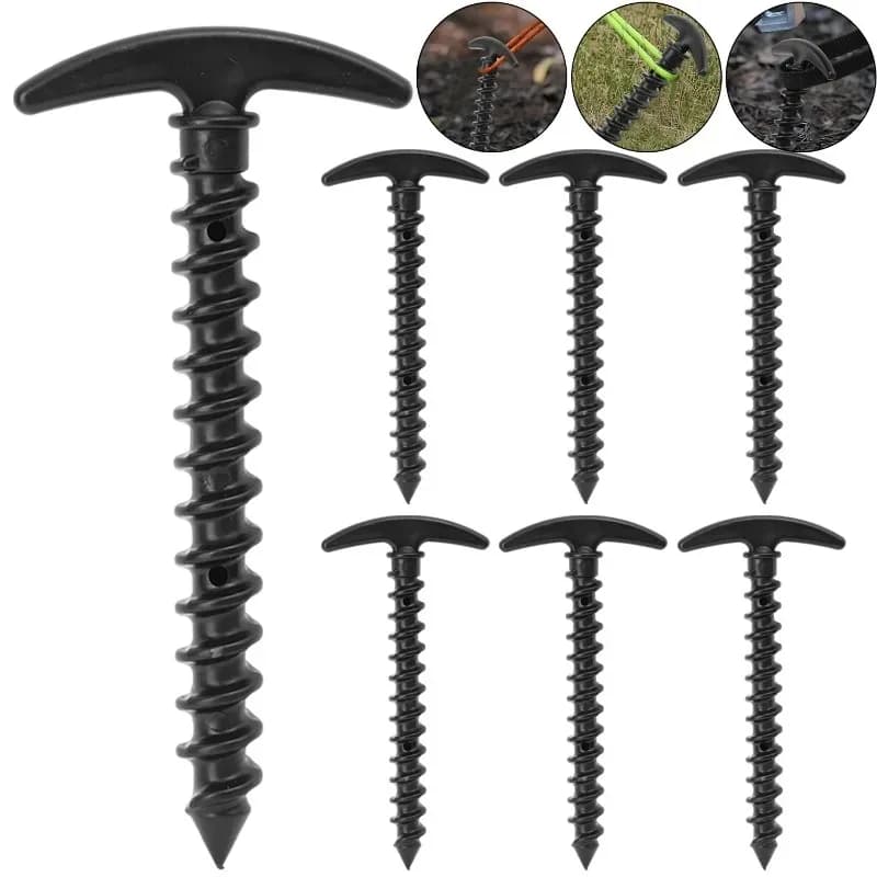 5 Pezzi Picchetti a Vite Antivento per Tenda, Chiodi da Terra, Accessori per Tende da Campeggio ed Escursionismo all'Aperto