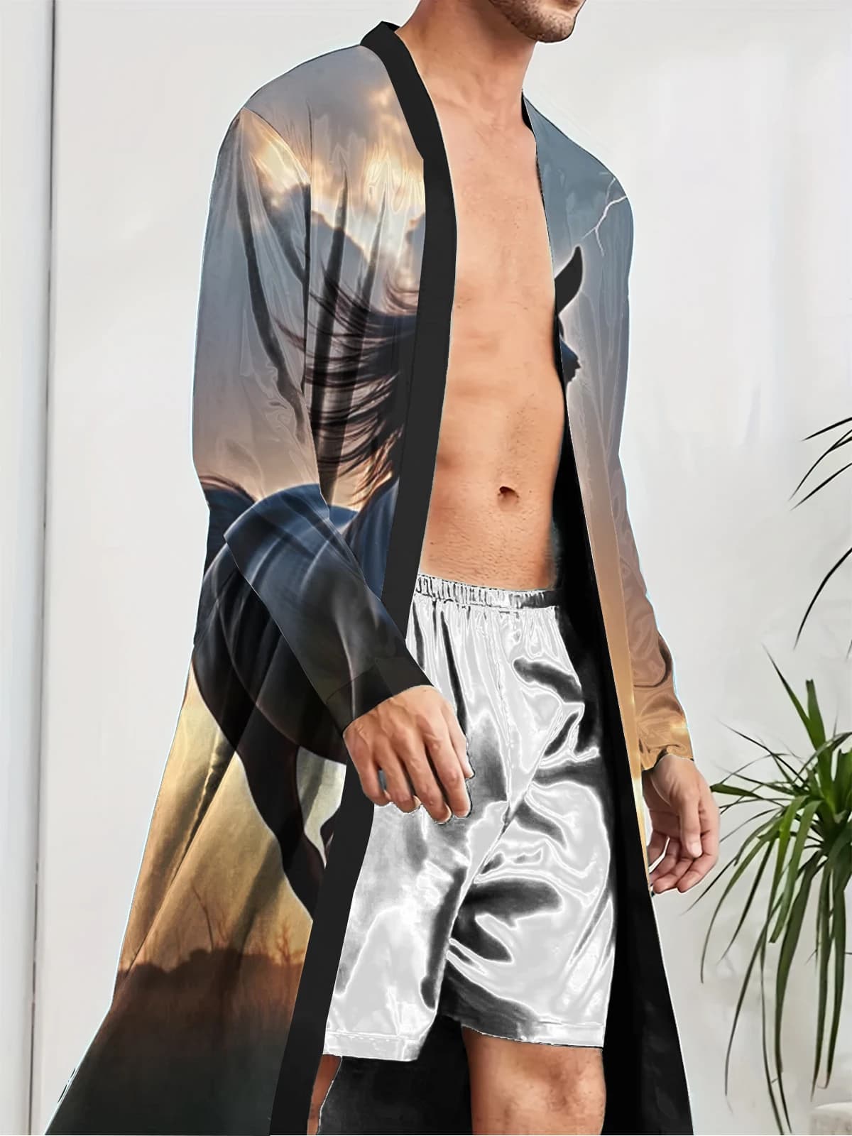 1pcs Men's Robes 2026 Spring/Summer Robes Sleepwear 3D Printed Men's bathrobe Breathable Funny pajamas Graphic Bathrobe men