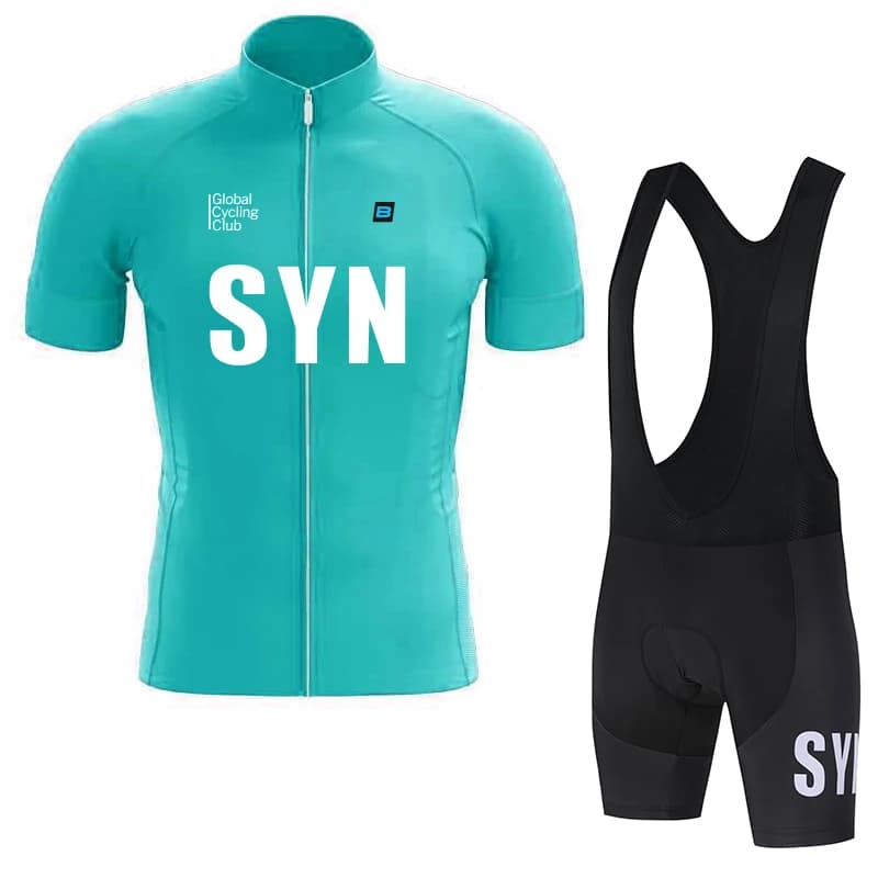 Men's summer cycling suit SYN, short set for sports cycling, MTB cycling jersey with sponge padding, cycling set with suspenders.
