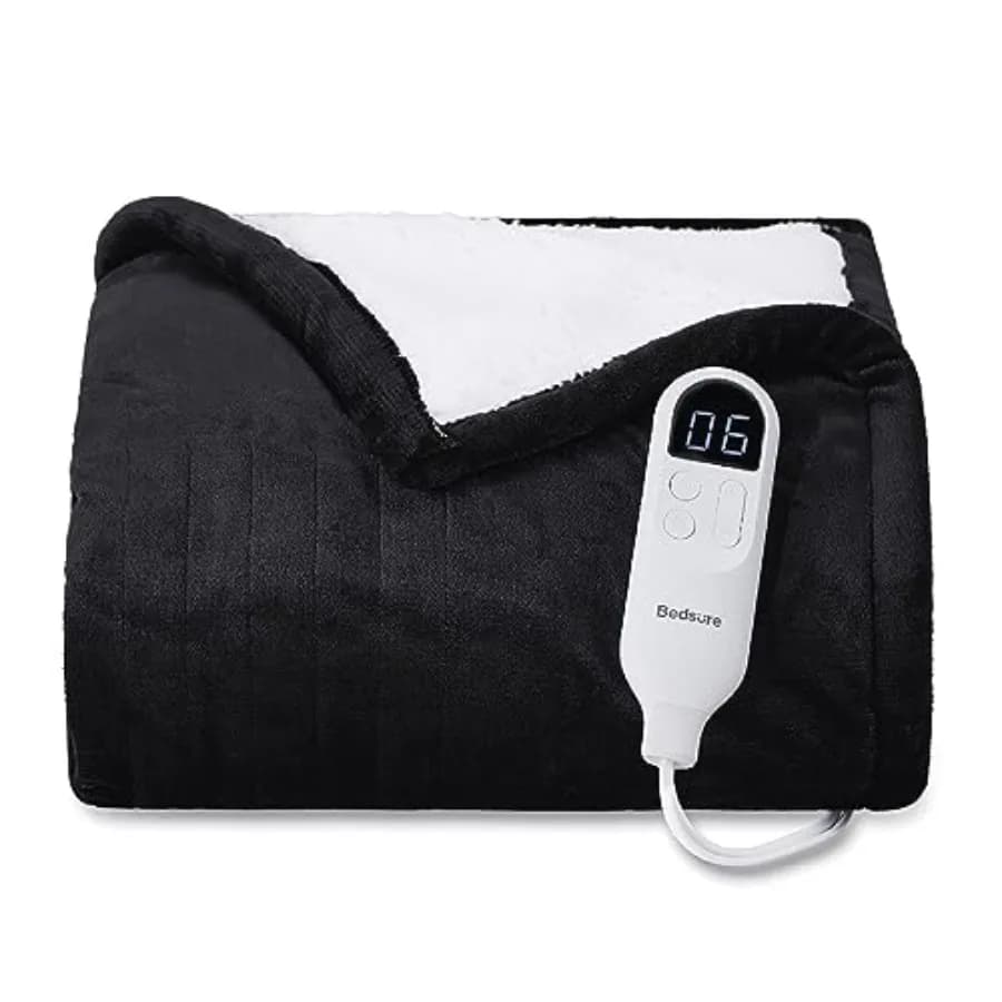 Coperta Elettrica Riscaldante - Coperta Termica a Riscaldamento Rapido in Morbido Flanella con 4 Impostazioni di Tempo e 6 Livelli di Calore
