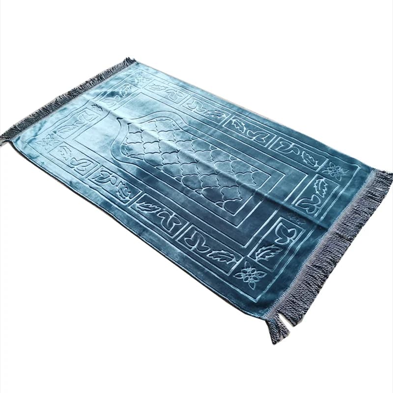Deluxe Soft Ramadan tappeto da preghiera 65x110cm poliestere solido rilievo tappeto islamico musulmano Eid Mubarak Pray Mat