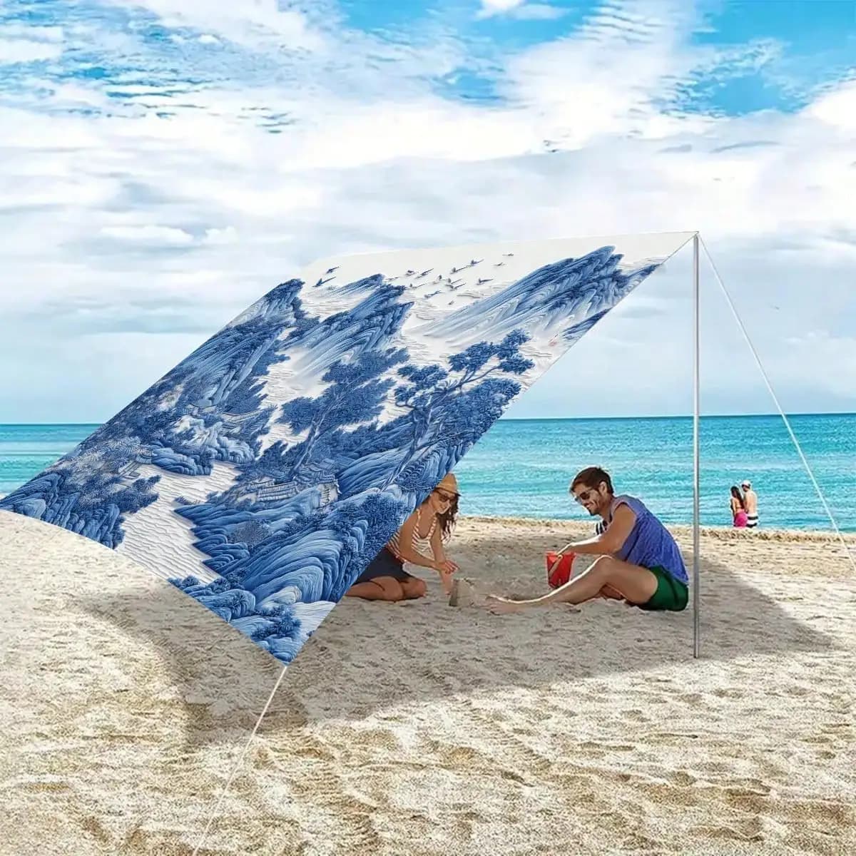 Scenery Polyester Tent, UV Protected, Must-Have For Beach Camping MOCI