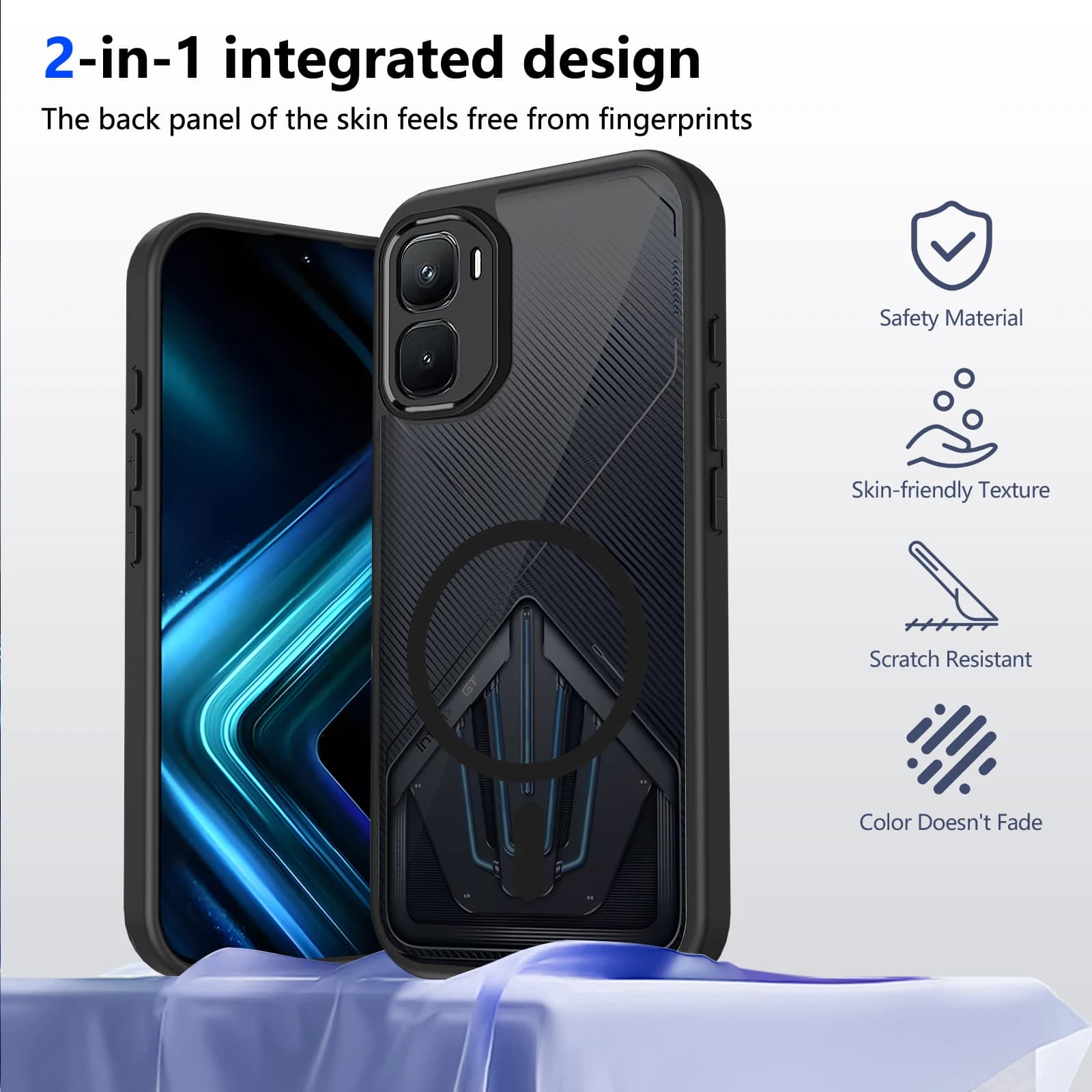 Cover per Infinix GT 50 Pro X6891 con Effetto Pelle, Compatibile con Magsafe, Bumper in Silicone, Cover Posteriore Rigida Opaca per Infinix GT 50 Pro X6891