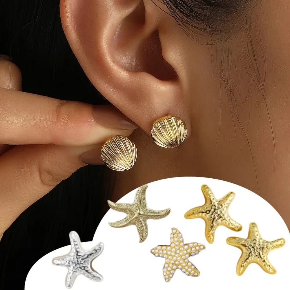 Orecchini a perno con texture a conchiglia oceanica esagerata per donna, gioielli punk di tendenza, accessori personalizzabili, regali di gioielleria