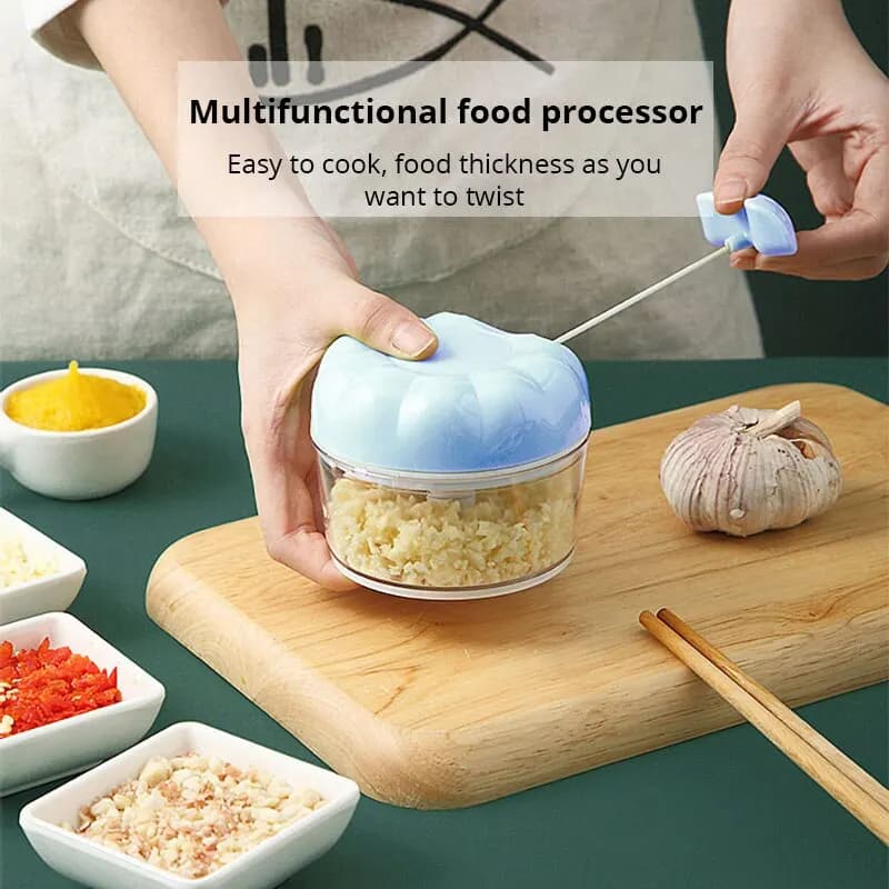 Schiacciaaglio Manuale per Uso Domestico | Frullatore a immersione manuale blu/rosa per aglio tritato | Gadget da Cucina