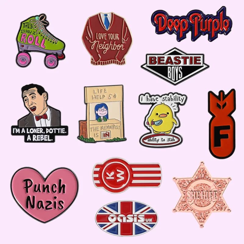 Spilla with English letter Animal quotations series of cartoons Metal badge Small gifts Accessories for backpacks wholesale Clothing pins