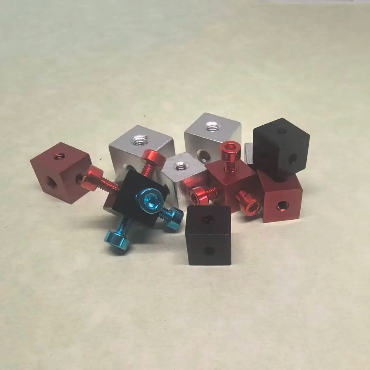 8pcs M3 M4 Aluminum Alloy red black sliver Six-Sided Thread Screw Cube Nut Block Connector 3D Printer Bracket Fixing Piece Parts