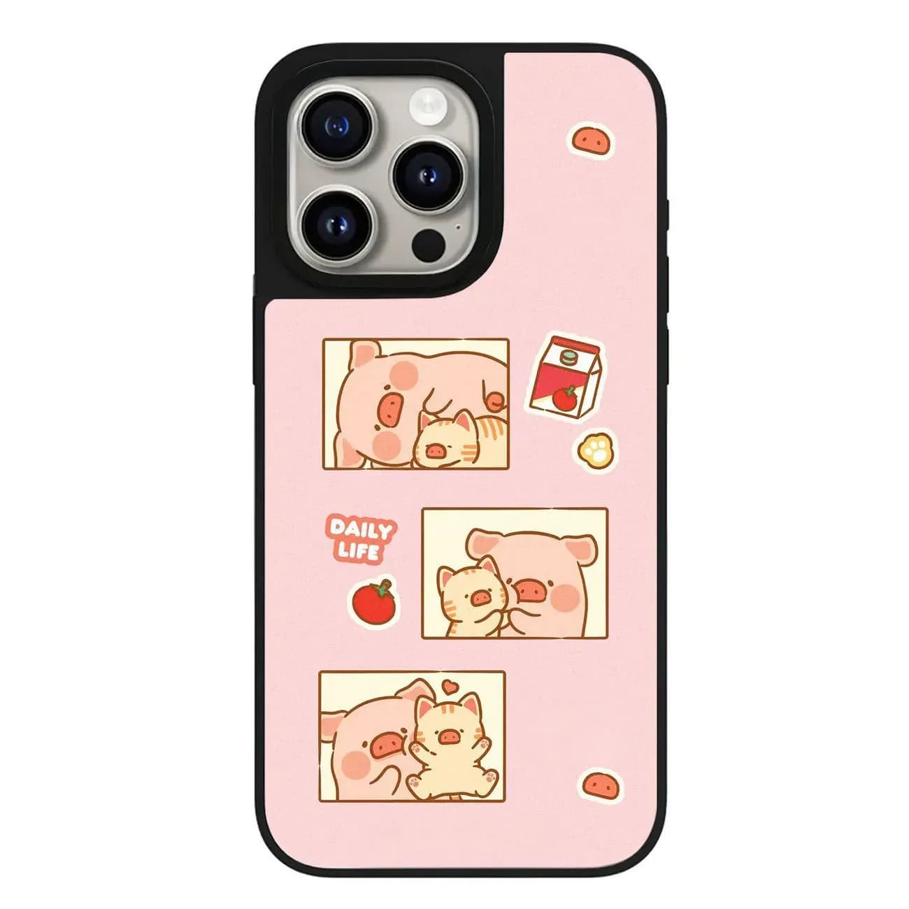 Cute Cartoon Pig Mirror Magnetic Phone Case Cover for IPhone 17 16 15 14 13 12 Pro Max Case