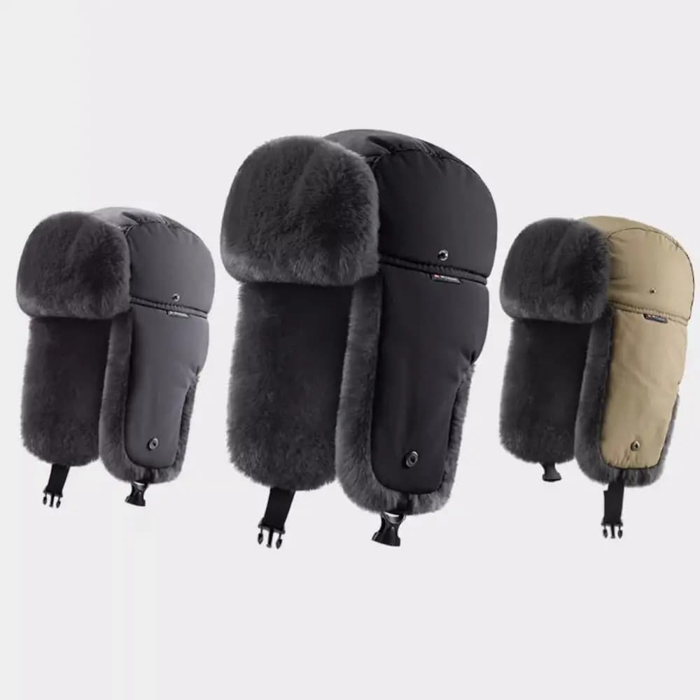 Berretto Lei Feng da uomo invernale all'aperto Cappello da sci pilota foderato in pile impermeabile Cappello da cacciatore con protezione per le orecchie caldo ispessito