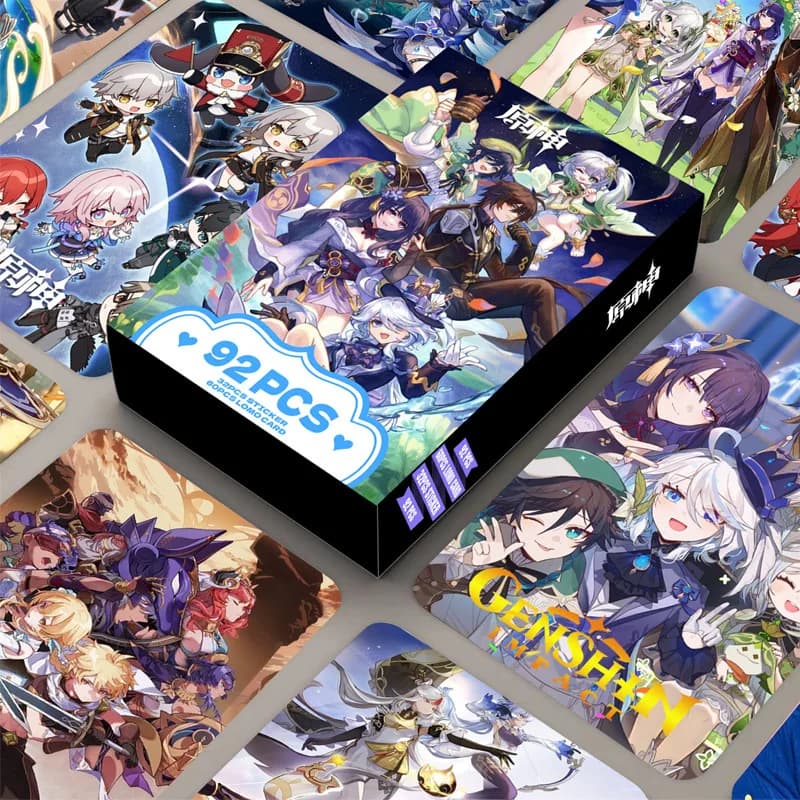 92pcs Genshin Impact Game Peripheral Double Sided Lomo Card Furina Nahida Wanderer Character Series Anime Collection Cards Gift