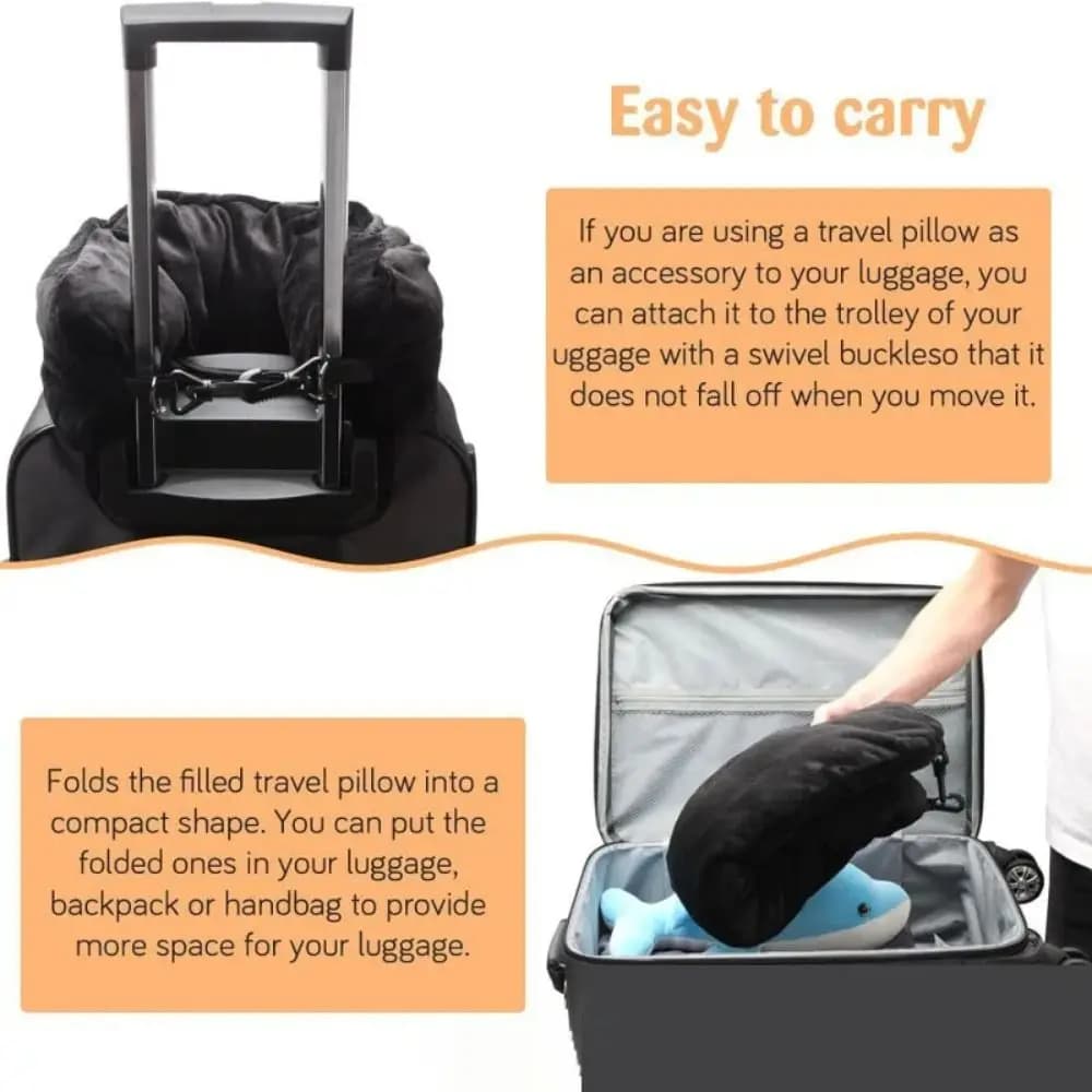 Cuscino da Collo Riempibile con Cinghie Regolabili, Salvaspazio, Comodo, Portatile, Trasformabile in Borsa da Viaggio per Vestiti