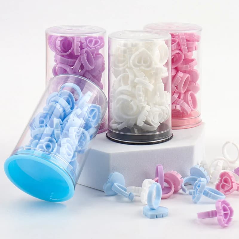 30 pcs Barile Usa And Drop Collar For Eyelash Finte Ring Cup Shaped Plastic Heart Pigment Tattoo Holder Pallet Extension Tools of Eyelashes
