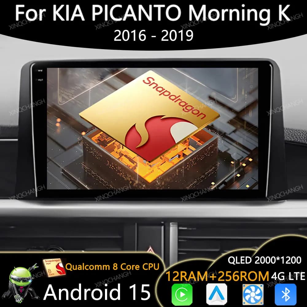Android 15 Car Radio For KIA Morning 3 Picanto 2016 2017 2018 2019 2020 - 2023 Head Unit Qualcomm 4G LTE 5G WIFI QLED GPS 2DIN