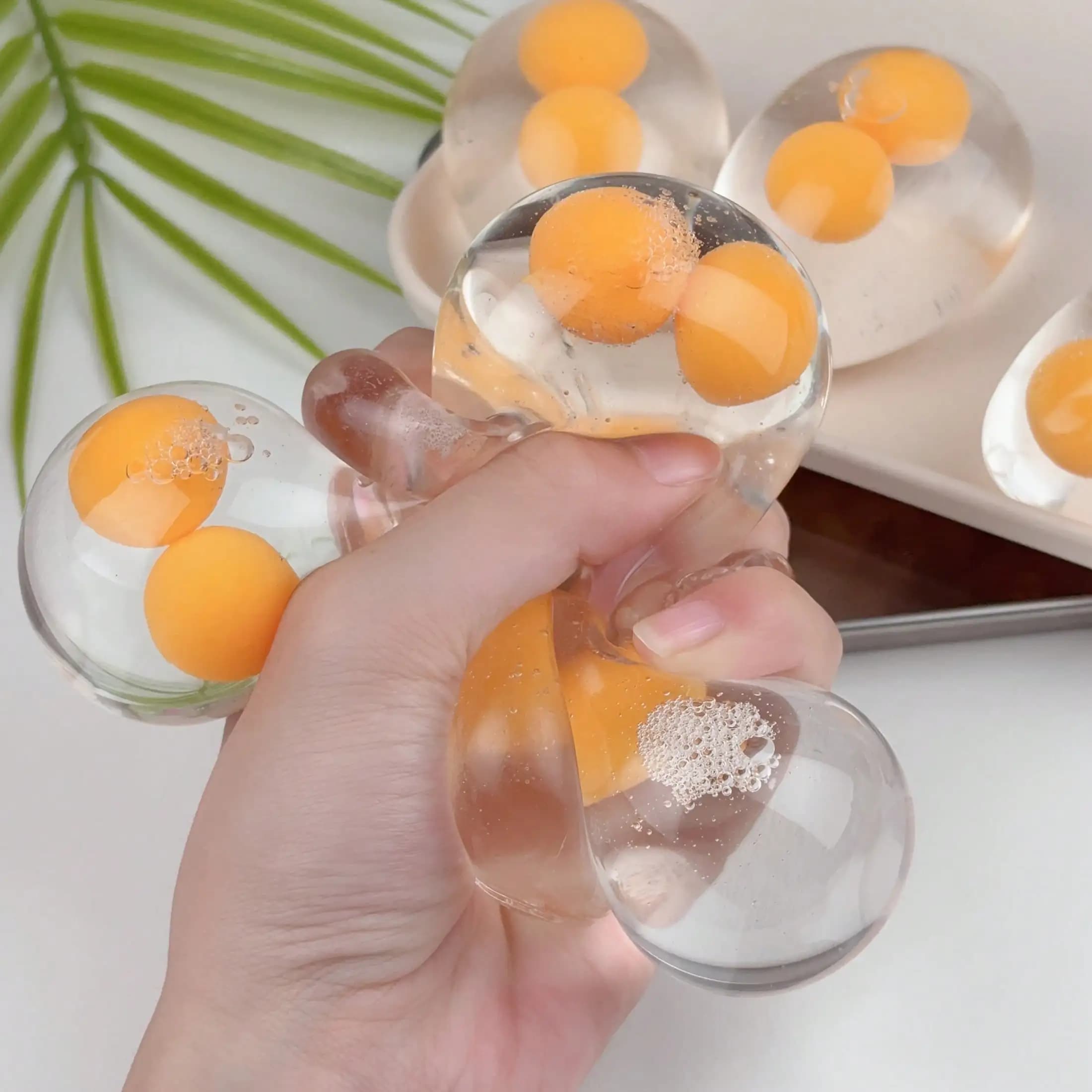 1PC Liquid Motion Egg Yolk Squishy Toy, Soft Slow Rising Stress Ball with Bubble, Sensory Fidget for Anxiety Relief, Cute Desk Gift (Random Color)